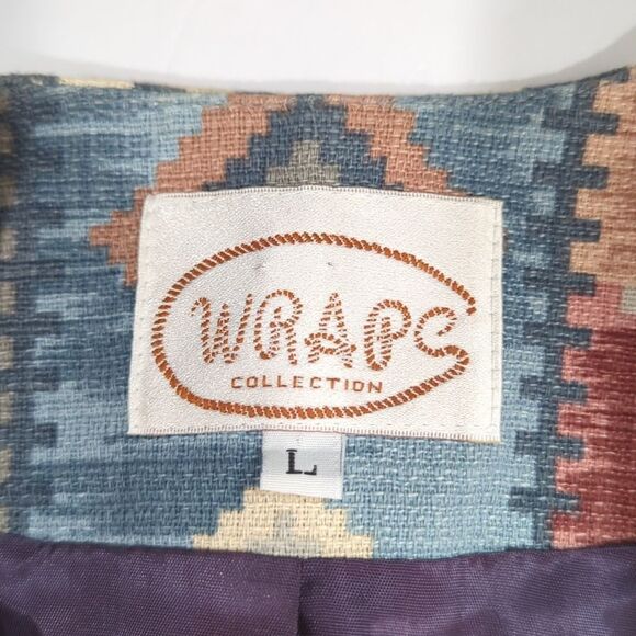 Vintage Western Jacket Womens Large Multicolor Pastel Southwestern Print Cropped - Picture 6 of 9